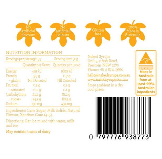 Naked Syrups Neutral Frappe Base from Providore & Co - Ideal for cold beverages, this base adds flavor and texture to frappes, smoothies, and shakes