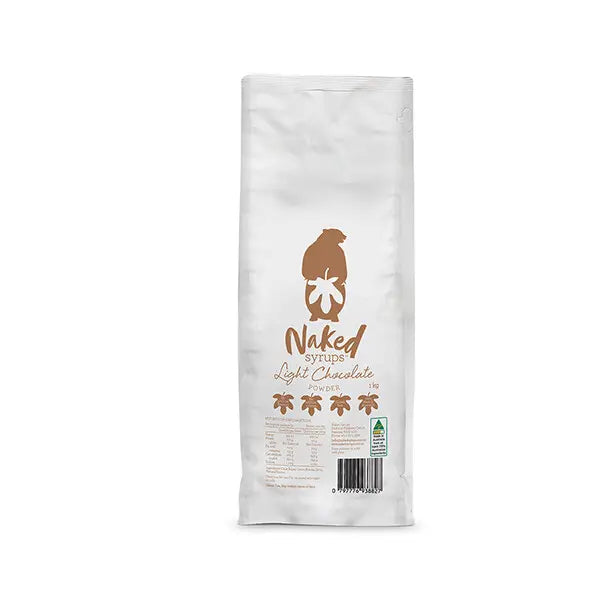 Naked Syrups Light Chocolate Powder by Providore & Co - Crafted from premium African cocoa, this powder offers the perfect sweetness for indulgent hot chocolate, cappuccino dusting, or baking, suitable for hot or cold applications