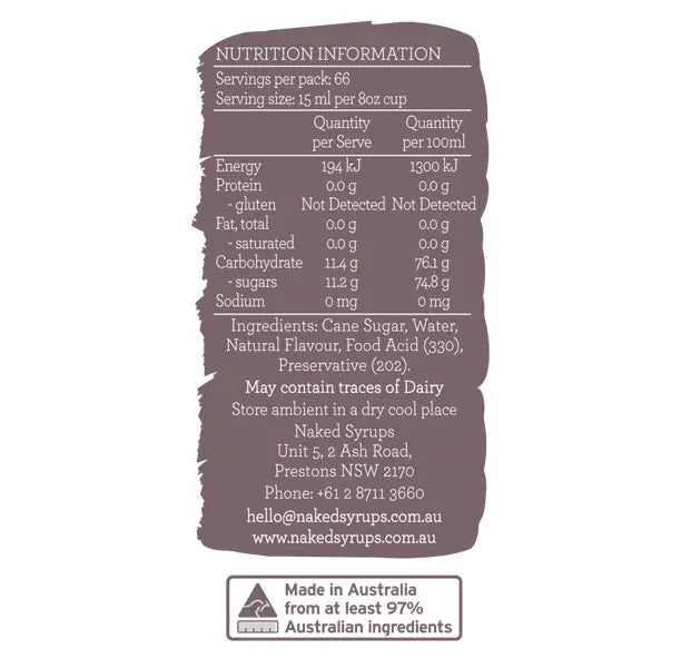 Naked Syrups Vanilla Flavourings - Enjoy a luscious French vanilla flavor crafted from natural sources, enhancing drinks with a smooth finish.