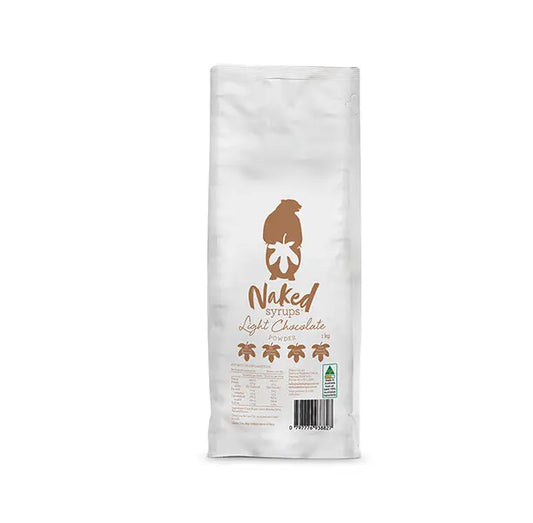 Naked Syrups Light Chocolate Powder by Providore & Co - Crafted from premium African cocoa, this powder offers the perfect sweetness for indulgent hot chocolate, cappuccino dusting, or baking, suitable for hot or cold applications