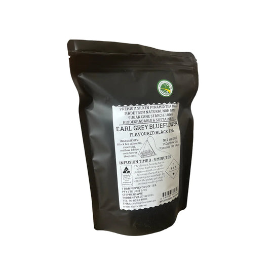 Earl Grey Pyramid Tea by Providore & Co - A premium blend of bergamot, mallow, and cornflower blossoms in biodegradable silken pyramid bags for a rich infusion